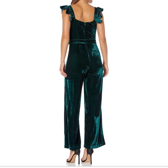 Betsey Johnson green velvet jumpsuit 4p - Picture 4 of 13